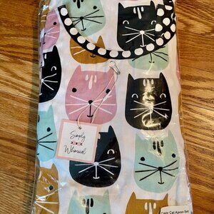 Crazy Cat 4 Piece Kitchen Set, Includes Tea Towel, Apron, Pot Holder  Oven Mit